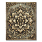 Vintage Ornate Golden Floral Damask Rug
