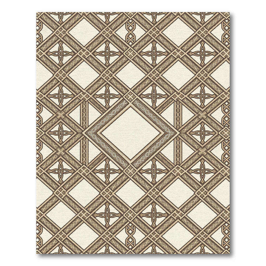 Elegant Neutral Lattice Diamond Cream Rug
