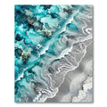 Coastal Teal Blue Abstract Ocean Wave Rug