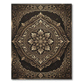 Ornate Gold Filigree Damask Medallion Rug