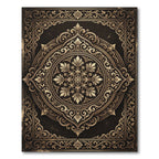 Ornate Gold Filigree Damask Medallion Rug