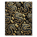 Golden Floating Currency Symbol Luxury Black Rug