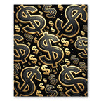 Golden Floating Currency Symbol Luxury Black Rug