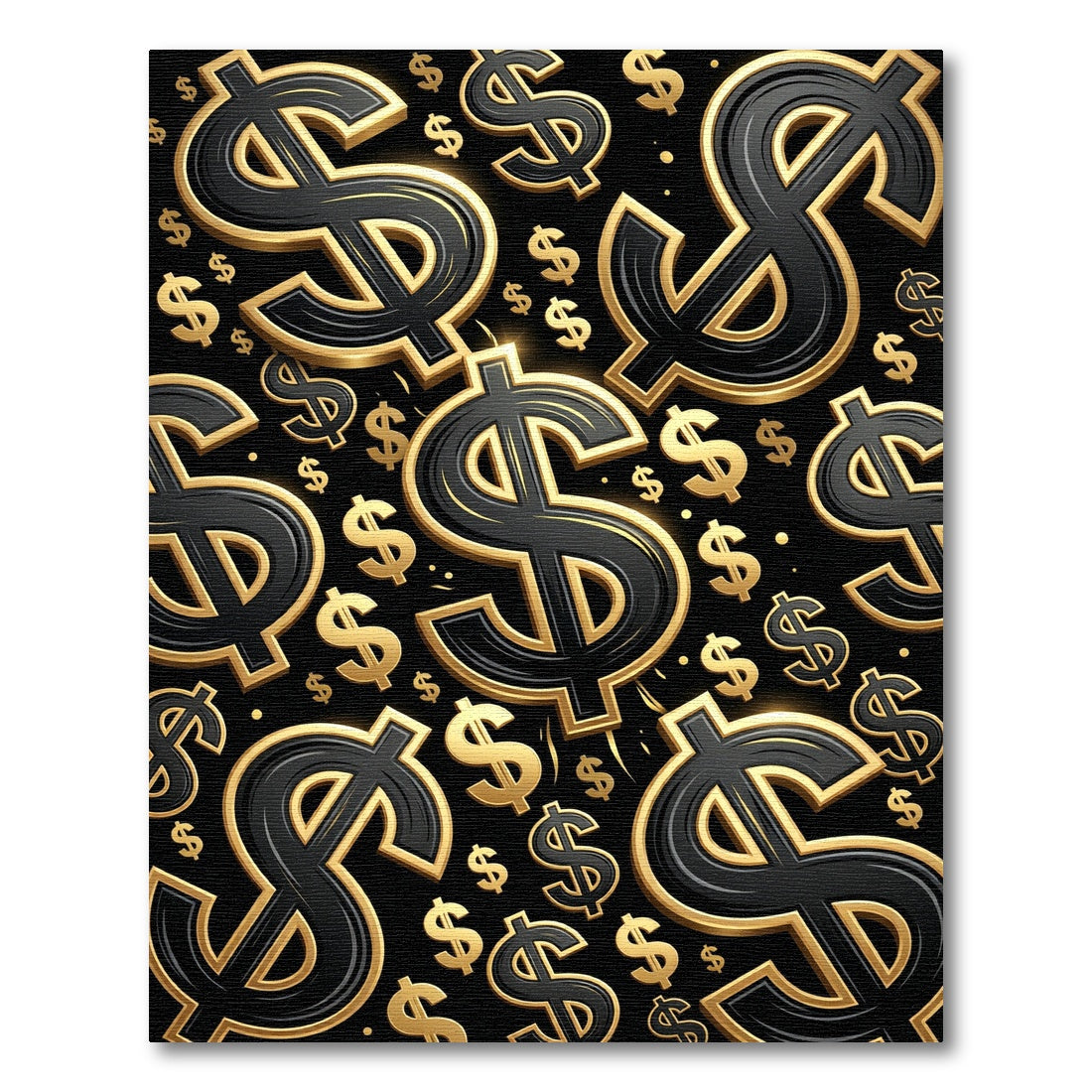 Golden Floating Currency Symbol Luxury Black Rug