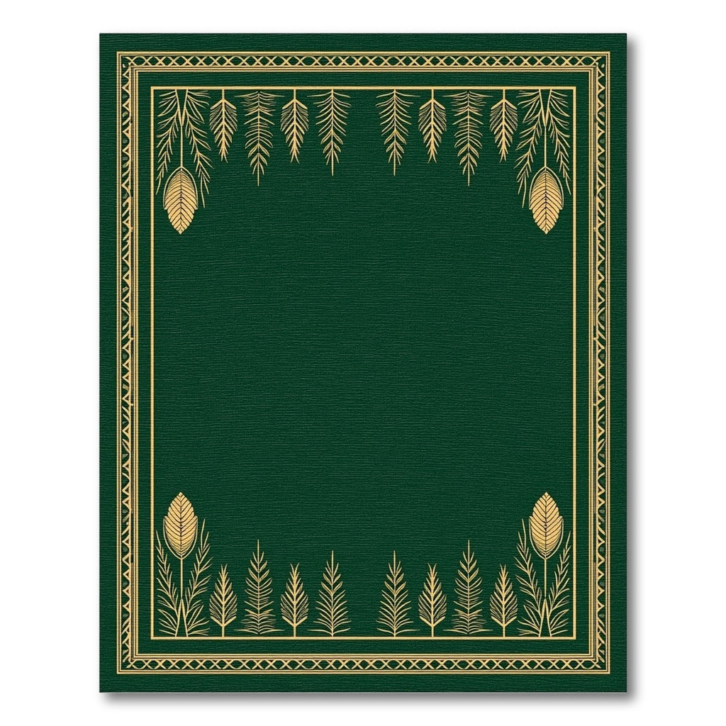 Elegant Emerald Botanical Border Rug
