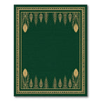 Elegant Emerald Botanical Border Rug