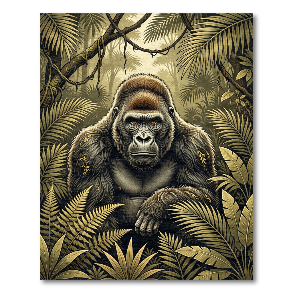 Majestic Golden Gorilla Tropical Jungle Rug
