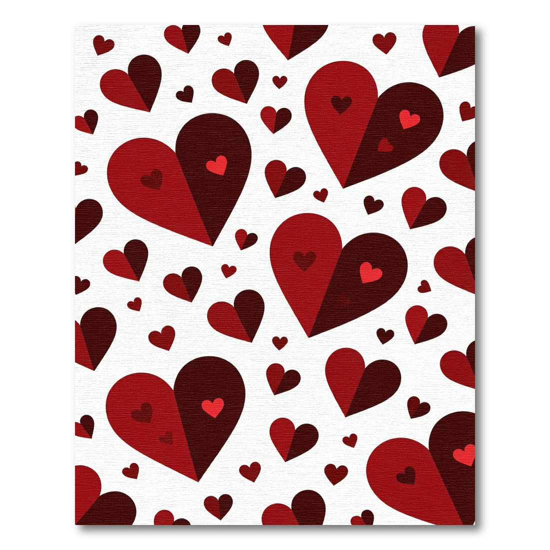 Crimson Layered Hearts Valentine Illustration Rug