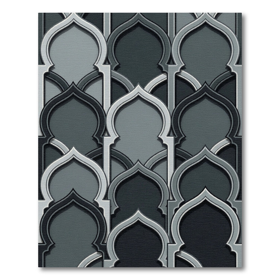 Monochromatic Arabesque Archway Pattern Rug