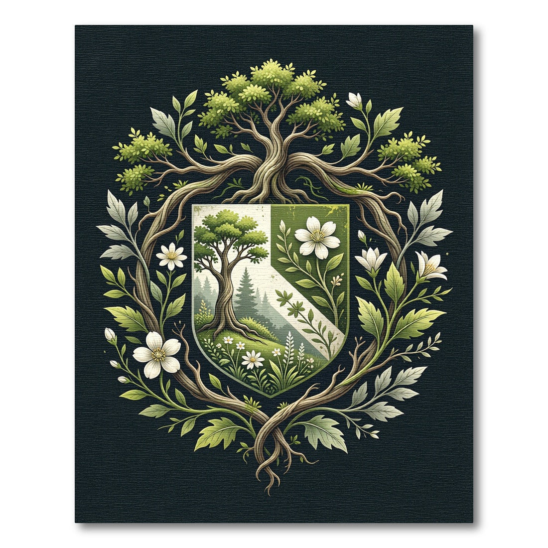 Enchanted Forest Heraldic Shield Rug