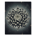 Monochromatic Dark Floral Chrysanthemum Illustration Rug