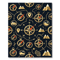 Golden Navigation Compass Mountains Night Rug
