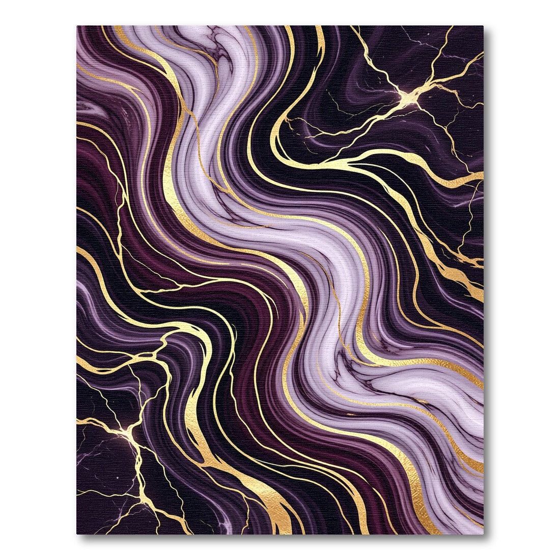 Elegant Purple Golden Marble Swirl Rug