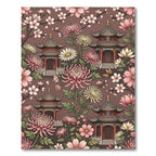Chinoiserie Pagoda and Blossom Floral Tapestry Rug