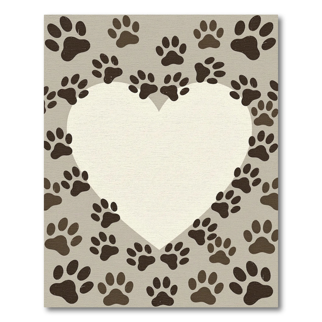 Heart Shaped Paw Print Neutral Rug