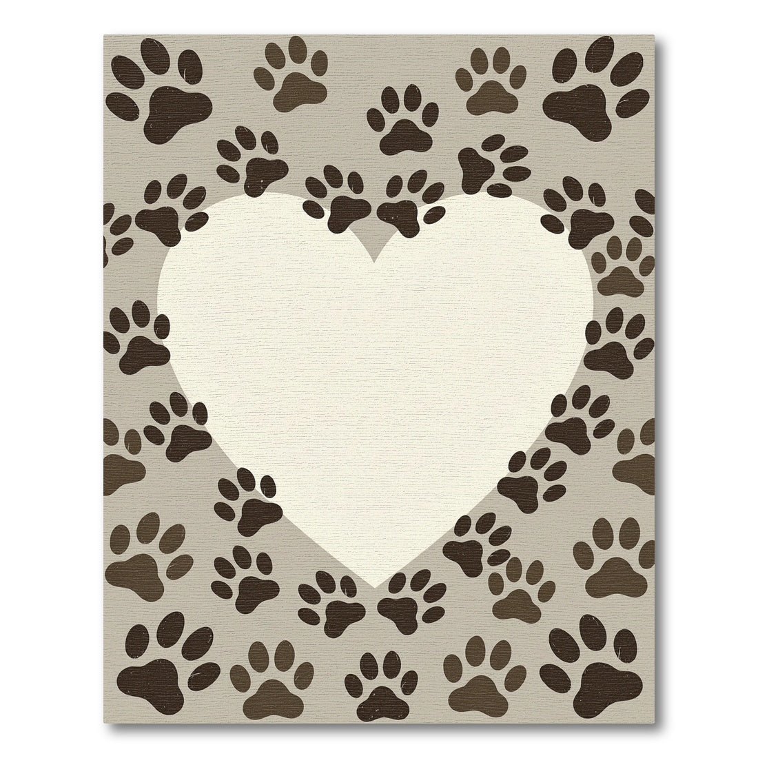 Heart Shaped Paw Print Neutral Rug