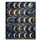 Celestial Golden Crescent Starry Night Rug
