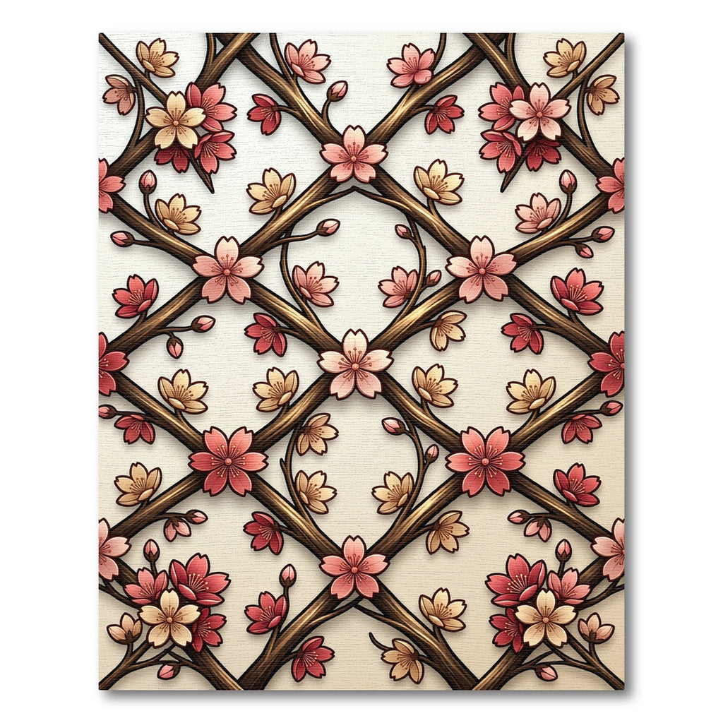 Pink Cherry Blossom Lattice Art Rug