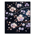 Luminous Cherry Blossom Branches on Black Rug