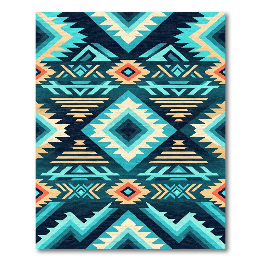 Teal Geometric Aztec Diamond Southwestern Rug