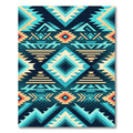 Teal Geometric Aztec Diamond Southwestern Rug
