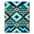 Teal Geometric Aztec Diamond Southwestern Rug