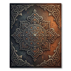 Ornate Bronze Silver Filigree Mandala Rug