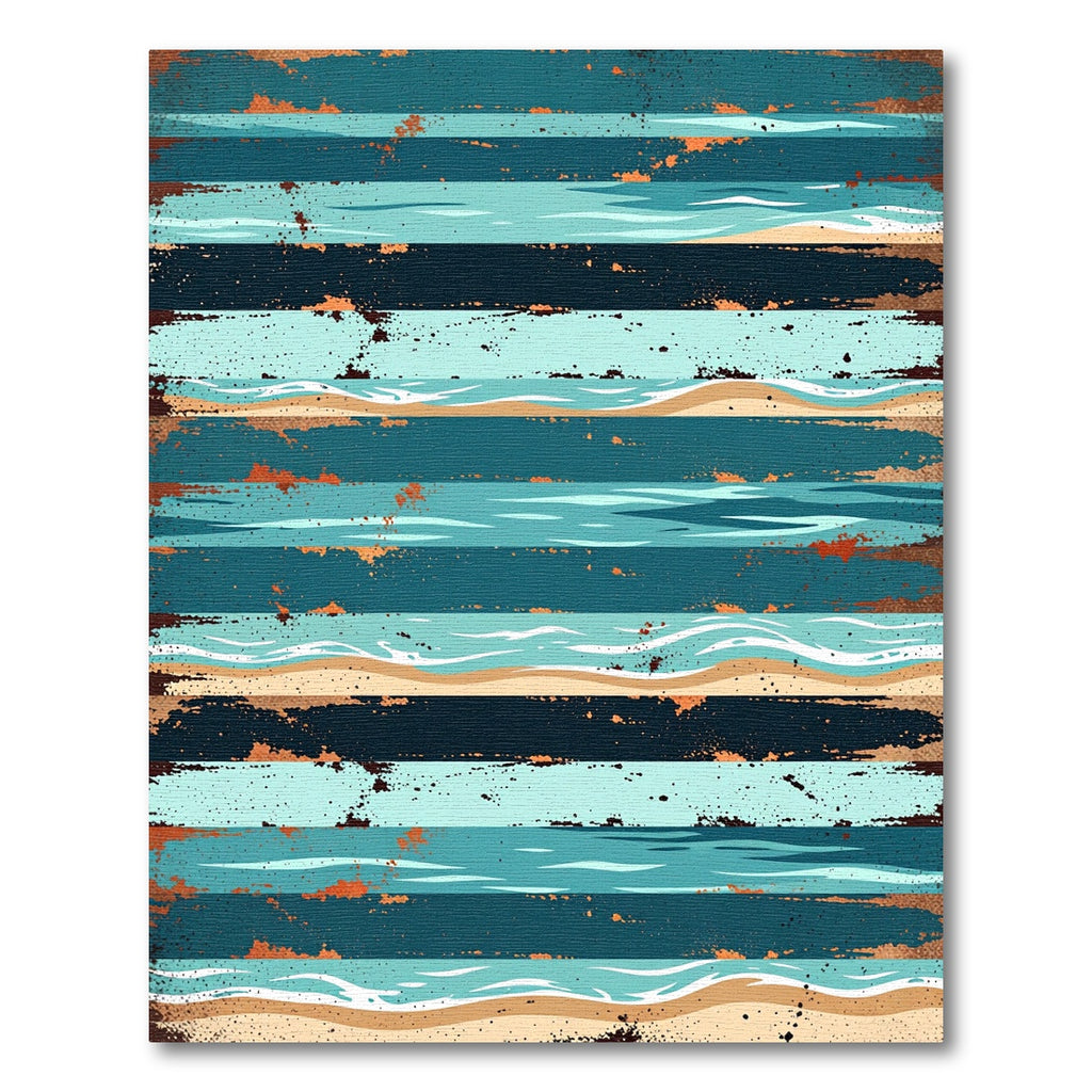Coastal Aqua Indigo Striped Beach Rug
