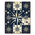 Vintage Navy Cream Nautical Compass Grid Rug