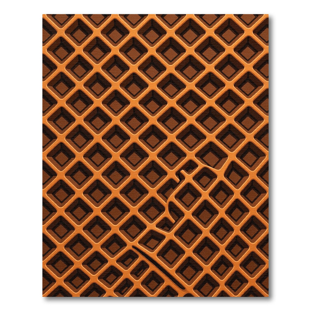 Golden Waffle Grid Abstract Geometric Rug