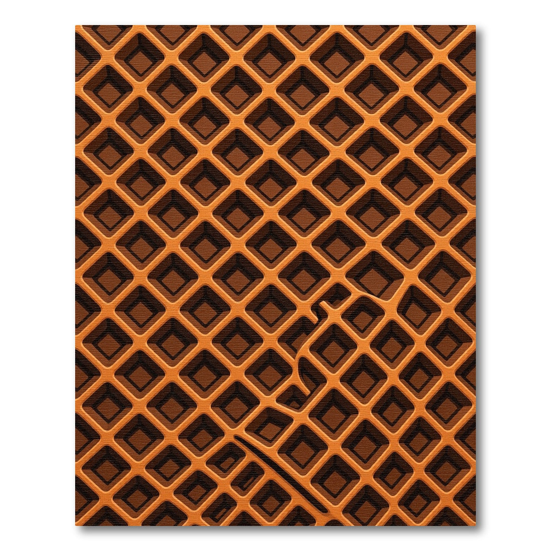 Golden Waffle Grid Abstract Geometric Rug