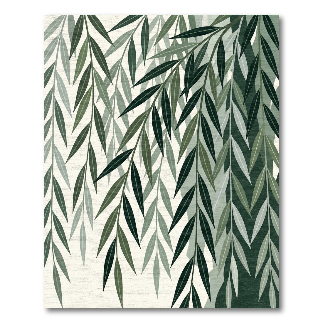 Lush Green Willow Branch Botanical Rug