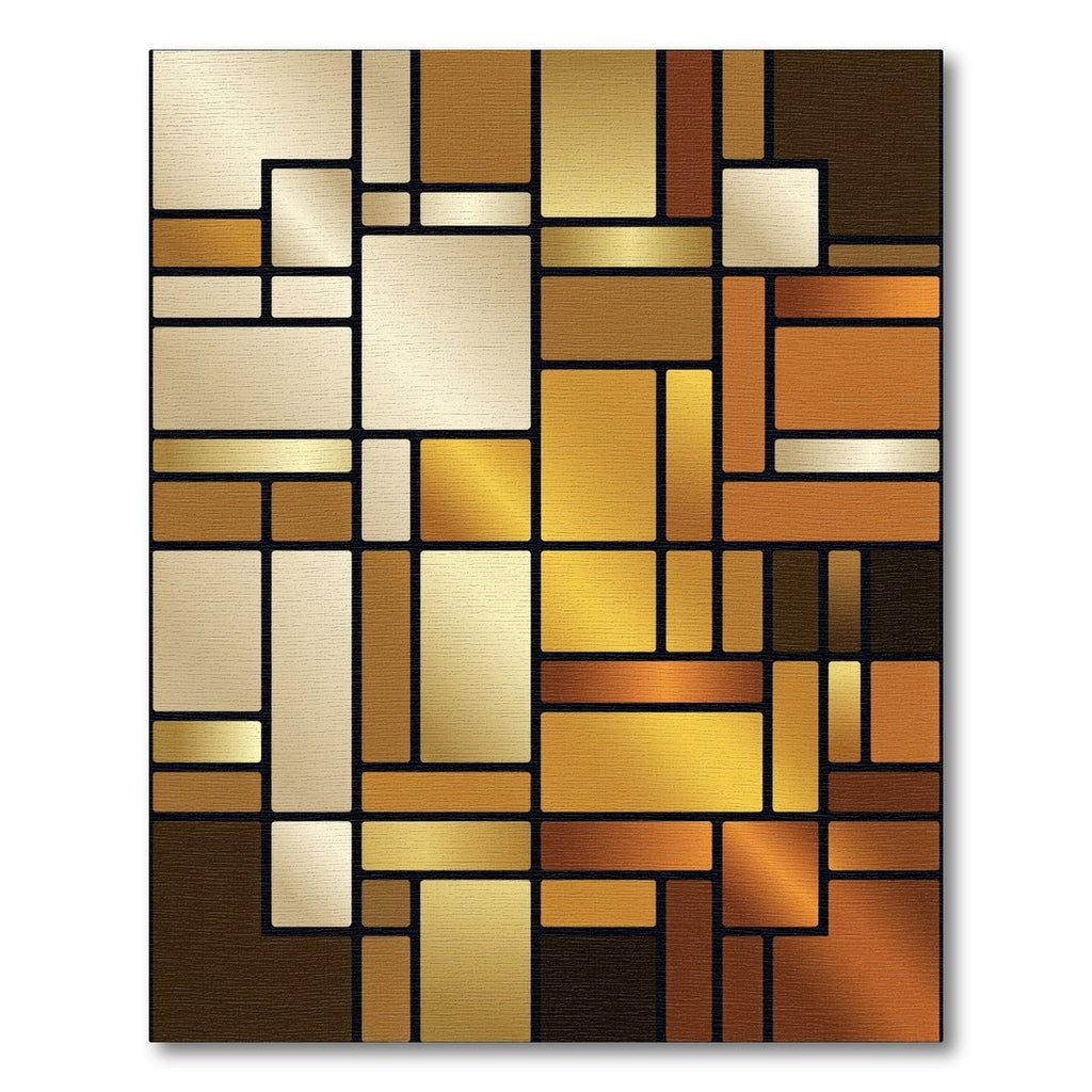 Metallic Gold Geometric Abstract Blocked Texture Rug