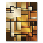 Metallic Gold Geometric Abstract Blocked Texture Rug