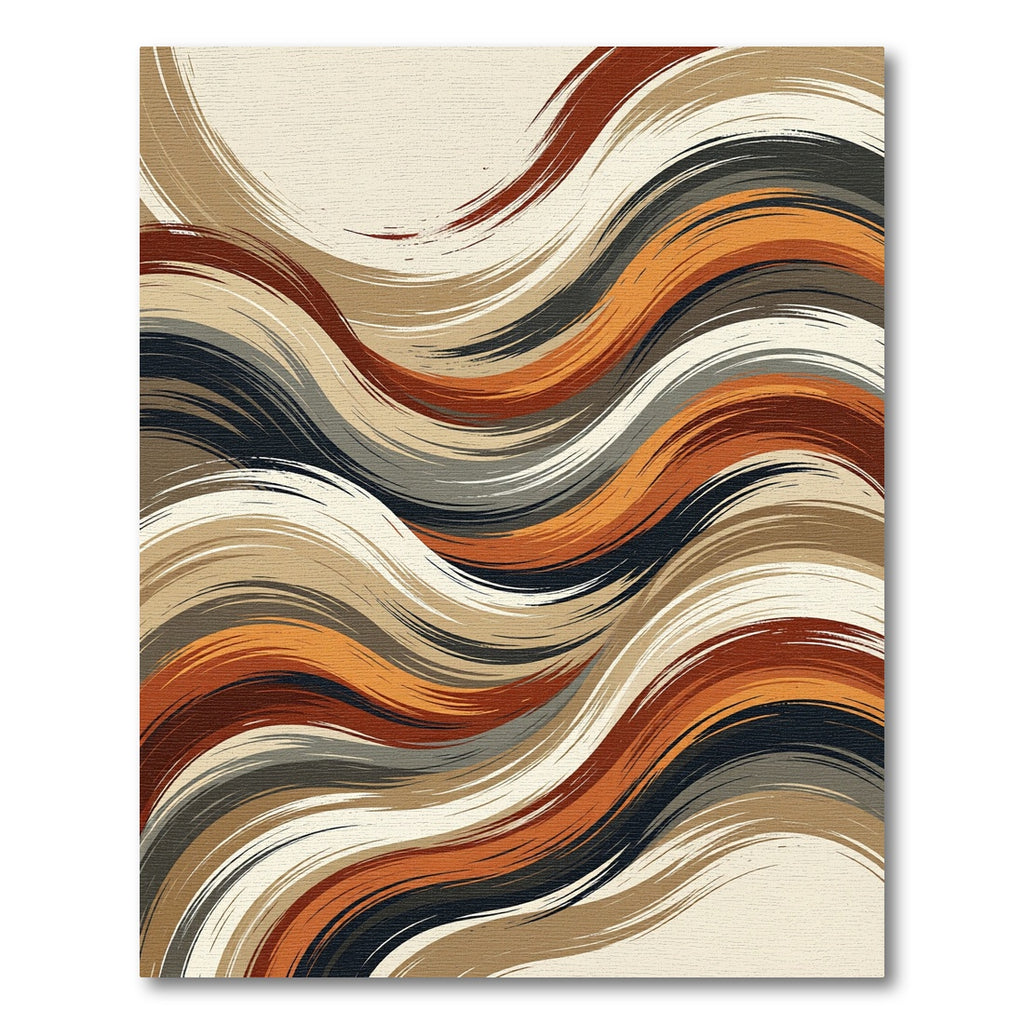 Earthy Abstract Copper Wave Art Rug