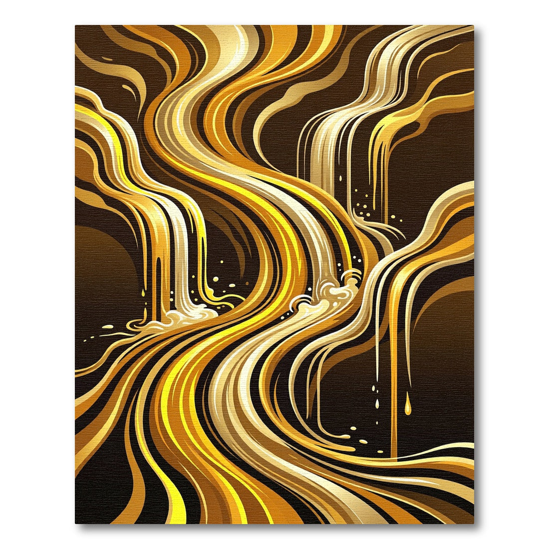 Liquid Gold Abstract Flowing Waterfall Rug