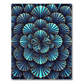 Deep Blue Gold Ginkgo Fan Rug