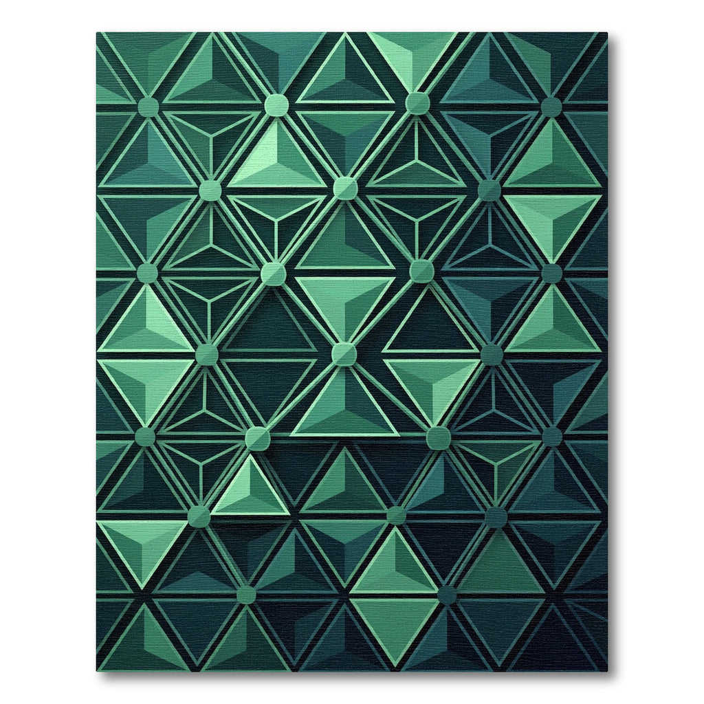 Modern Emerald Geometric Triangle Facet Rug