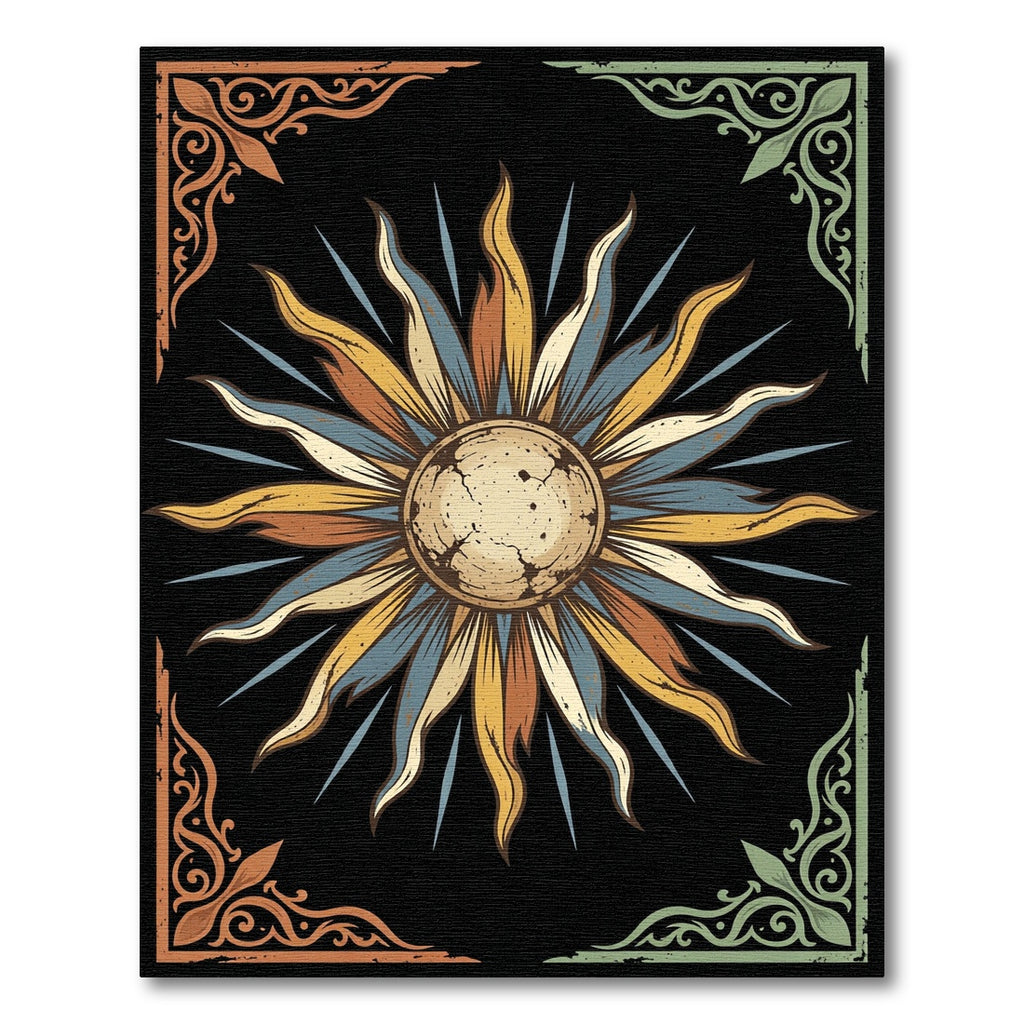 Celestial Sun Medallion Earthy Tones Rug