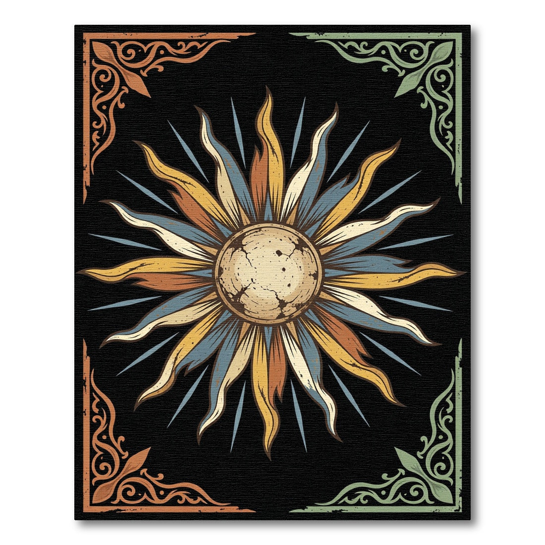 Celestial Sun Medallion Earthy Tones Rug