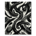 Abstract Monochromatic Ink Brush Swirls Rug