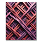 Woven Magenta Coral Intersecting Stripes Rug