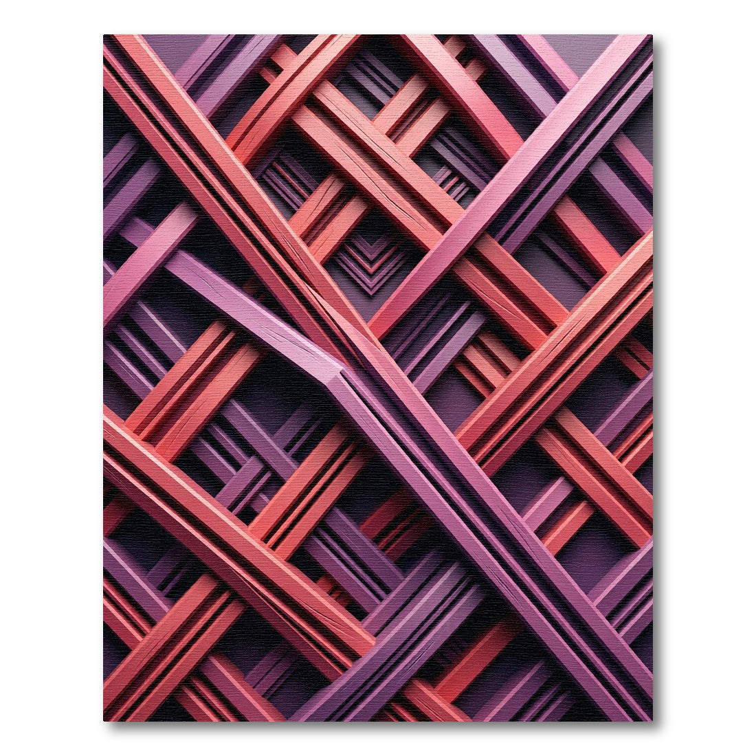 Woven Magenta Coral Intersecting Stripes Rug