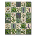 Botanical Garden Floral Herb Checkerboard Rug