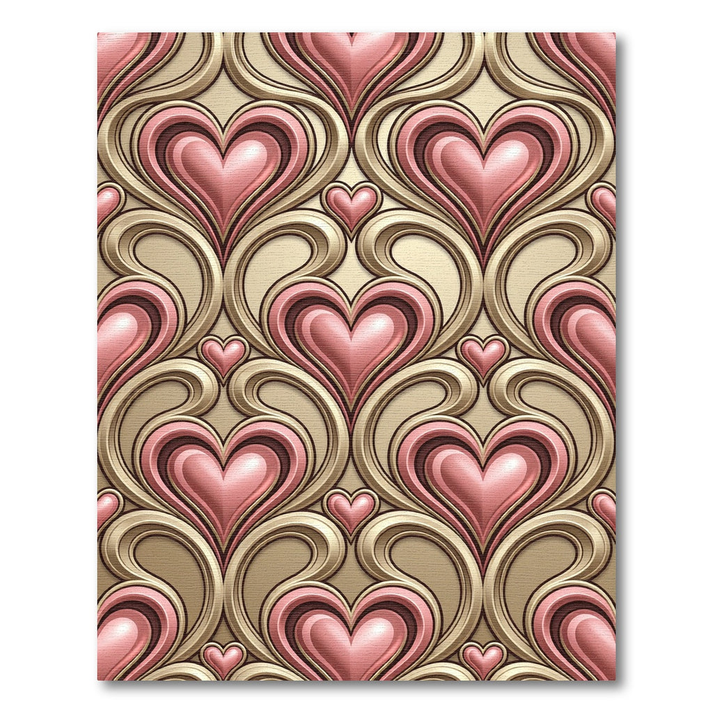 Retro Pink Heart Swirls Rug