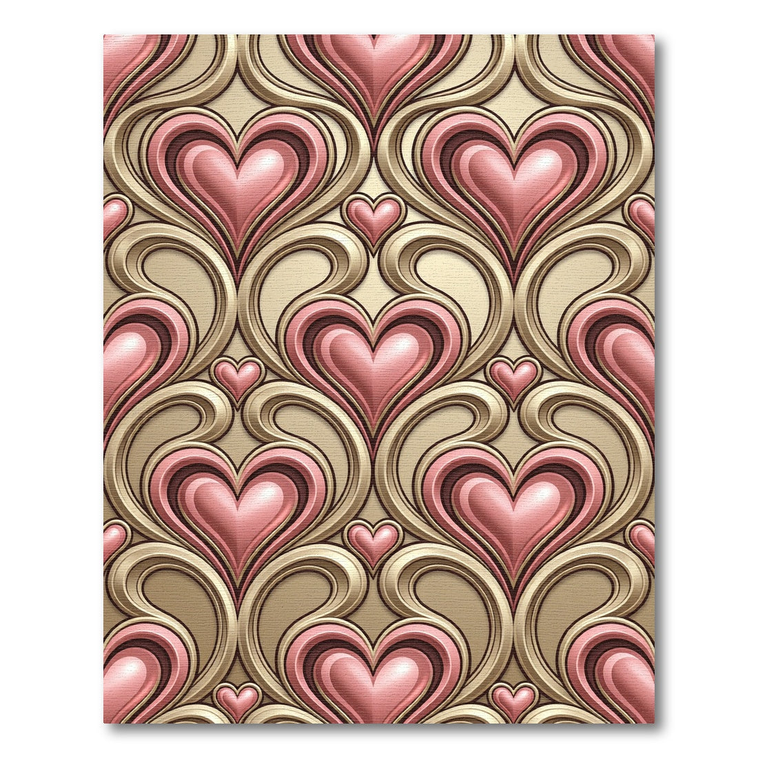 Retro Pink Heart Swirls Rug