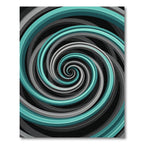 Modern Teal and Gray Hypnotic Swirl Rug