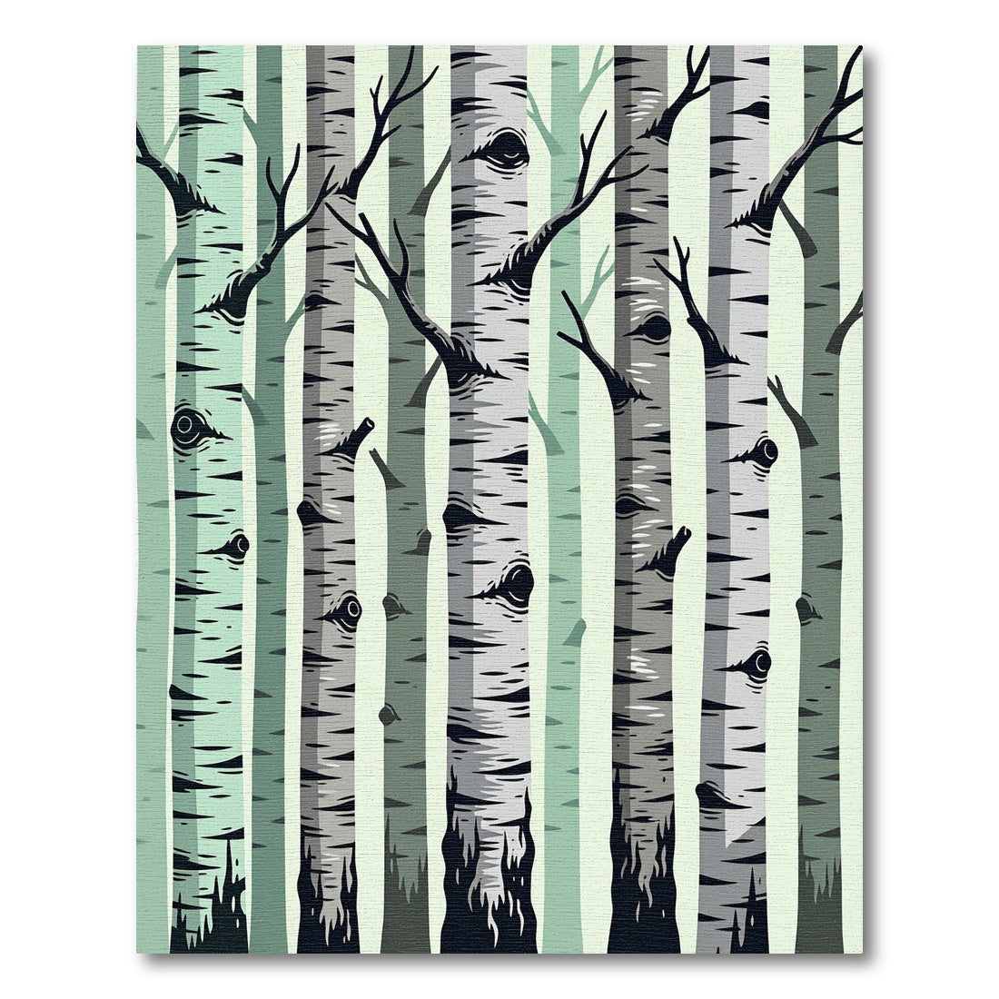 Gradient Forest Birch Trees Rug