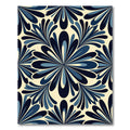 Navy Blue Floral Art Nouveau Tile Rug