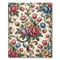 Vintage Elegant Rose Floral Scroll Arrangement Rug